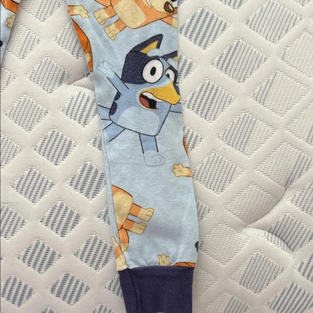 Bluey Cartoon Toddler Pajama Set Long Sleeve and Pants - Orange Blue and Navy 4T